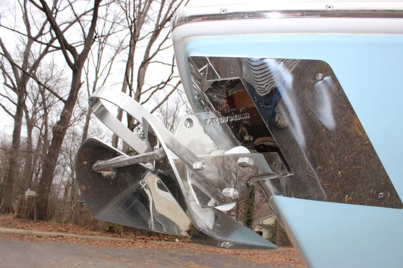 Slide: The Image of 2022 Cobia 280 Center Console boat anchor detail with Lewmar system. - 12