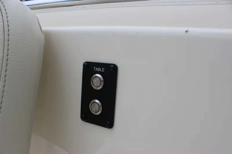 Slide: The Image of Control panel for table adjustment on 2022 Cobia 280 Center Console boat. - 36