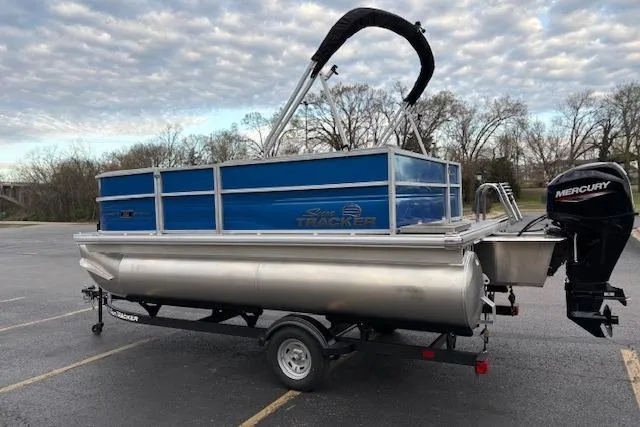 Slide: The Image of 2026 Sun Tracker Party Barge 16 DLX pontoon boat with Mercury outboard motor. - 80