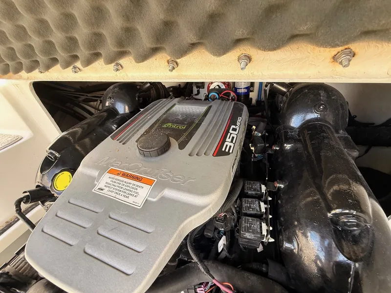 Slide: The Image of Engine compartment of a 2012 Crownline 252 EX boat with MerCruiser 350 MAG engine. - 39