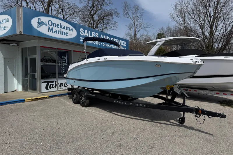 The Image of 2025 Four Winns HD3 boat on trailer at Onekama Marine sales and service. - 0