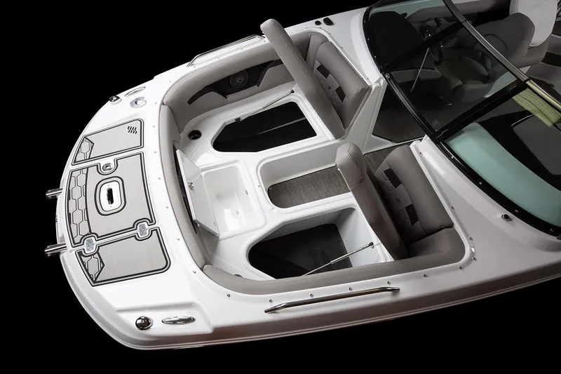 Slide: The Image of Manufacturer Provided Image: 2025 Four Winns HD3 boat interior with seating and storage, top view. - 22