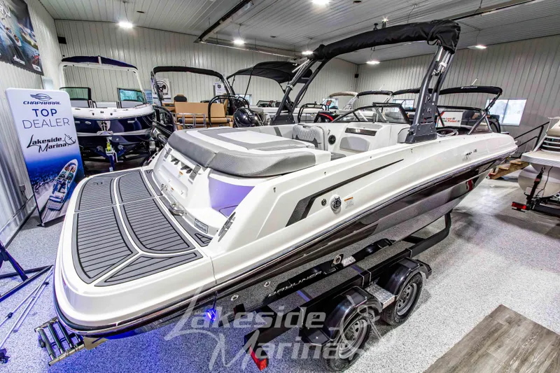 Slide: The Image of 2023 Bayliner VR6 Bowrider I/O displayed at Lakeside Marina showroom. - 6