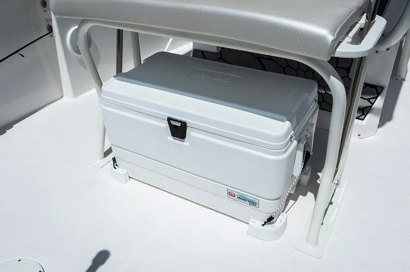 Slide: The Image of Manufacturer Provided Image: White cooler under seat on 2019 Wellcraft 202 Fisherman boat. - 9