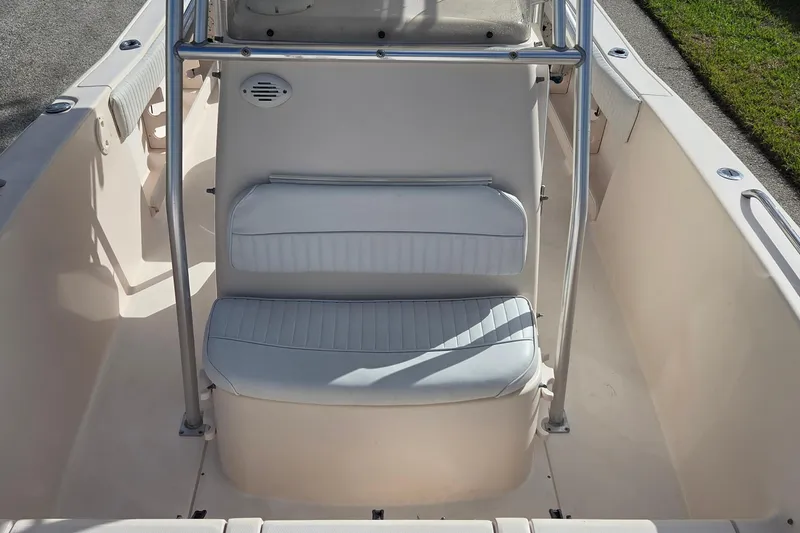 Slide: The Image of 2006 Grady-White Fisherman 222 boat interior with seating and railings. - 8