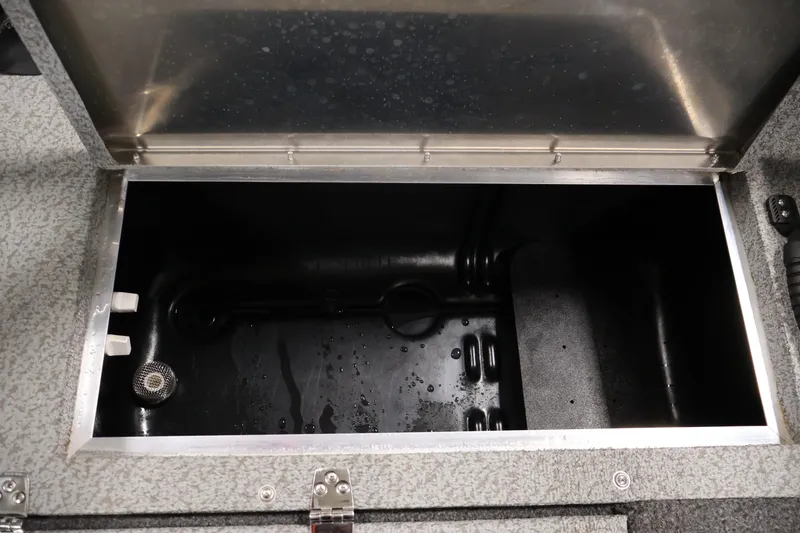 Slide: The Image of 2024 Lowe Fishing Machine 1775WT livewell interior with open lid. - 34