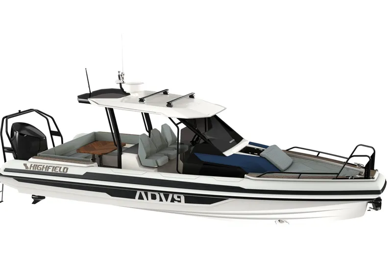 Slide: The Image of 2026 Highfield ADV7 boat with sleek design and modern features. - 11