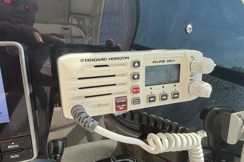 Slide: The Image of Standard Horizon Eclipse DSC+ radio on 2013 World Cat 290 DC boat dashboard. - 35