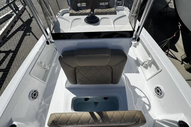 Slide: The Image of 2026 Blazer PureBay 2200 boat interior with cushioned seating and modern design. - 14