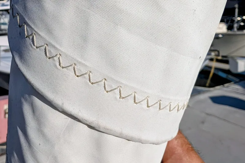 Slide: The Image of Close-up of Catalina 34 MkII 2003 sail stitching detail. - 19