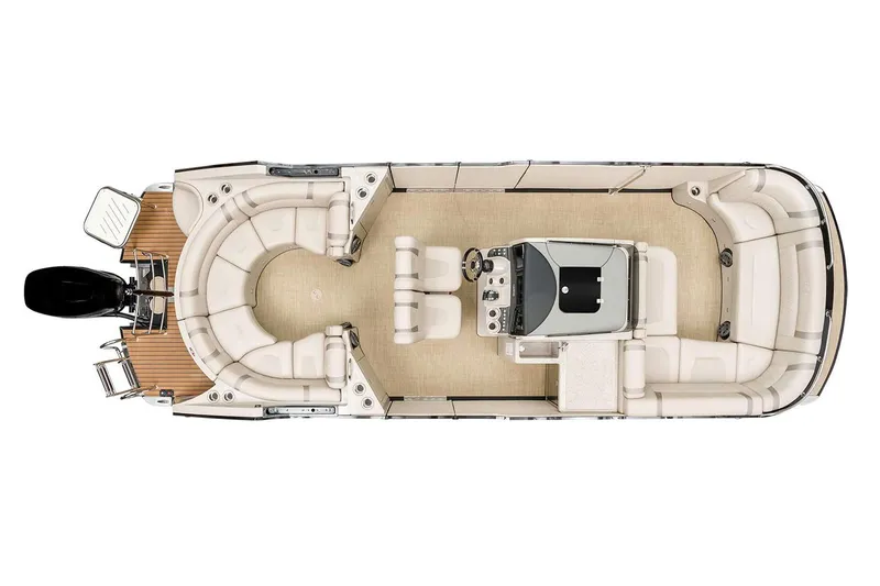 Slide: The Image of Manufacturer Provided Image: Top view of a 2017 Harris V270 pontoon boat with spacious seating. - 26