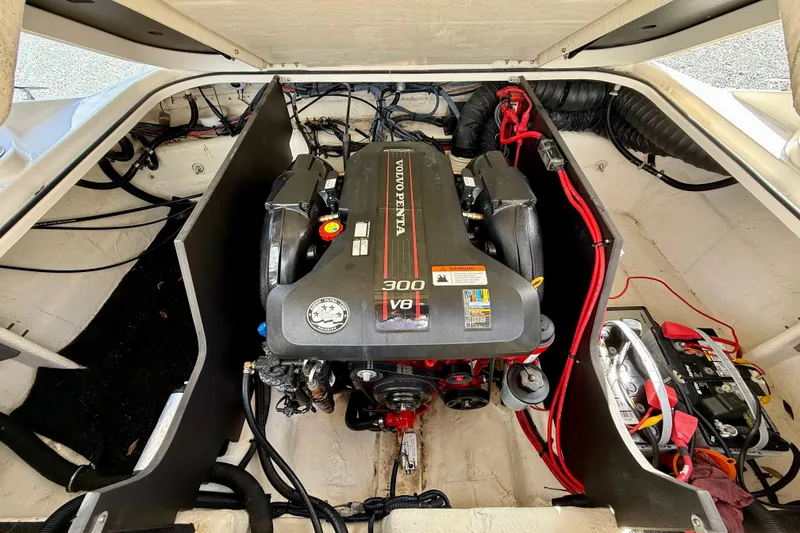 Slide: The Image of 2016 Regal 2300 Bowrider engine compartment with Volvo Penta V8 300 horsepower engine. - 24