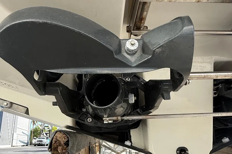 Slide: The Image of Jet propulsion system of a 2021 Scarab 255 ID boat, close-up view. - 23