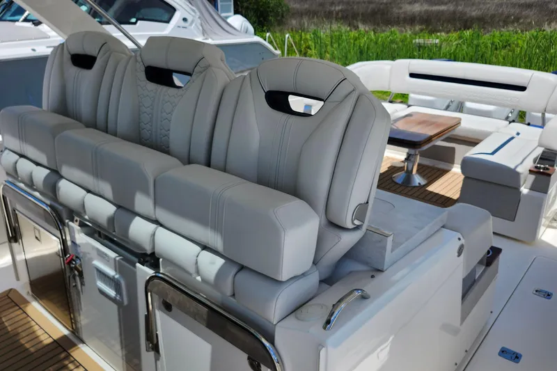 Slide: The Image of Luxurious seating on 2022 Tiara Yachts 38 LS, featuring elegant design and comfort. - 35
