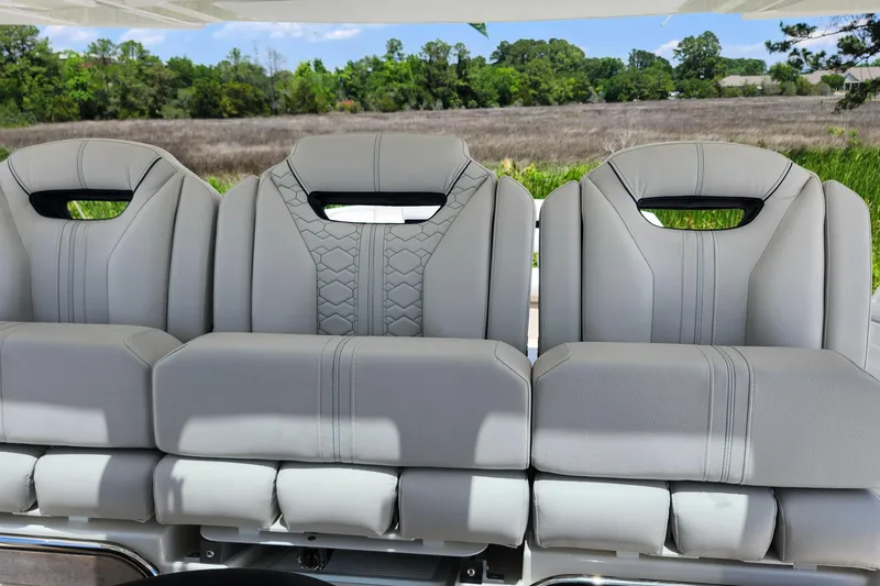 Slide: The Image of Luxurious seating on 2022 Tiara Yachts 38 LS, featuring elegant design and comfort. - 44
