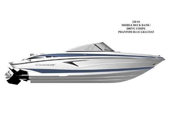 The Image of 2027 Crownline 220 SS boat with Phantom Blue gelcoat and sleek design. - 0