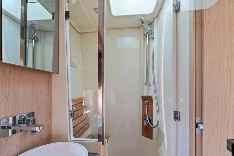 Slide: The Image of Luxurious bathroom interior of 2018 Monte Carlo MC 35 yacht with modern shower and fixtures. - 52