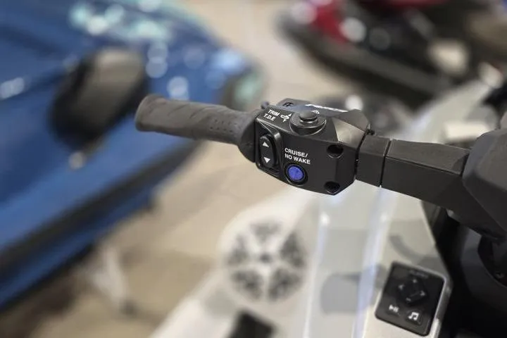 Slide: The Image of Handlebar controls of a 2026 Yamaha WaveRunner GP HO, featuring cruise and no-wake buttons. - 12