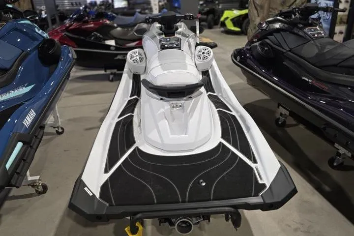 Slide: The Image of 2026 Yamaha WaveRunner GP HO jet ski displayed in showroom, featuring sleek white design. - 5
