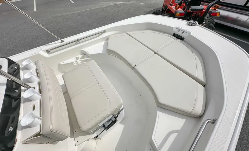 Slide: The Image of 2025 Boston Whaler 170 Montauk boat interior seating area. - 16