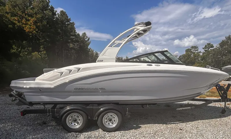 The Image of 2026 Chaparral 23 SSi boat on trailer, side view. - 1