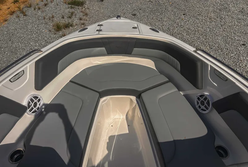 Slide: The Image of Interior of 2026 Chaparral 23 SSi with gray upholstery. - 10