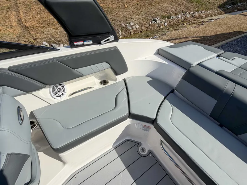 Slide: The Image of Interior of 2026 Chaparral 23 SSi with gray upholstery. - 15
