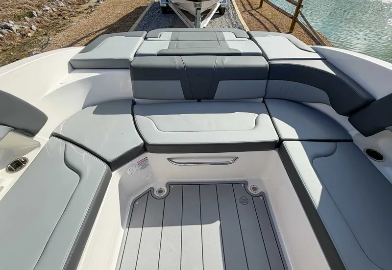 Slide: The Image of Interior of 2026 Chaparral 23 SSi with gray upholstery. - 16