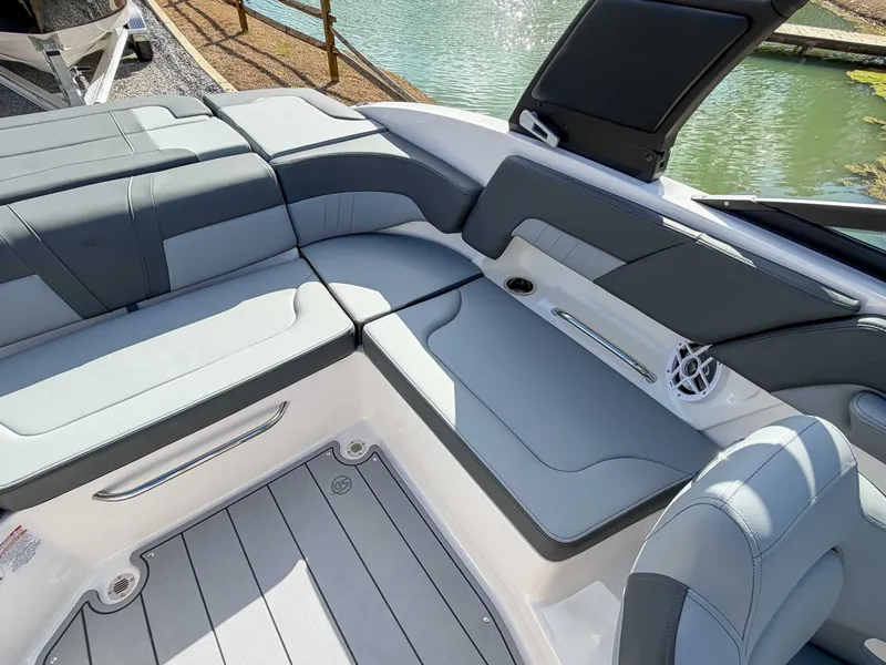 Slide: The Image of Interior of 2026 Chaparral 23 SSi with gray upholstery. - 17