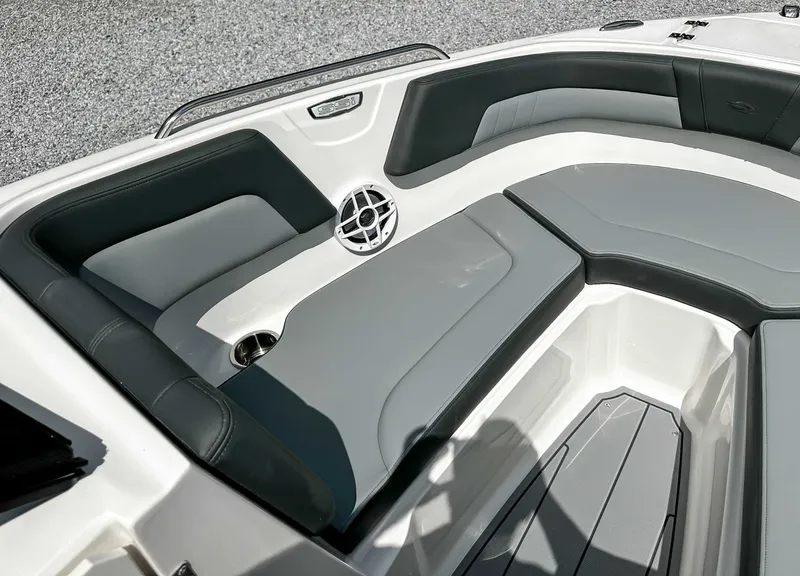 Slide: The Image of Interior of 2026 Chaparral 23 SSi with gray upholstery. - 15