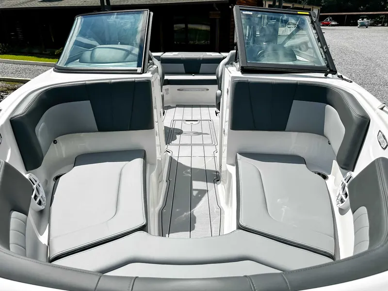 Slide: The Image of Interior of 2026 Chaparral 23 SSi with gray seating. - 17