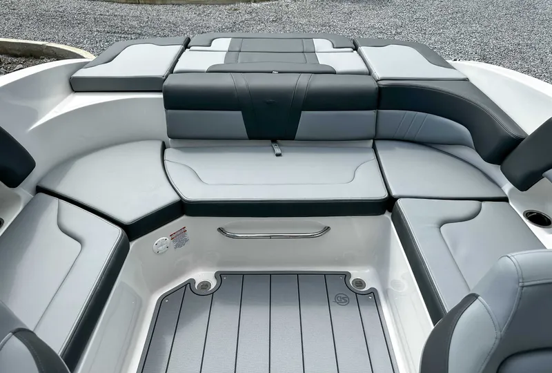 Slide: The Image of 2026 Chaparral 23 SSi interior with gray seating. - 22