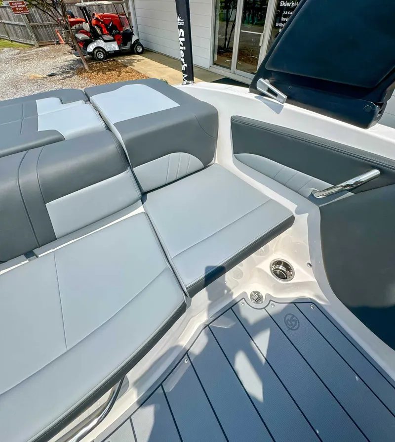 Slide: The Image of Interior of 2026 Chaparral 21 SSi with gray seating. - 17