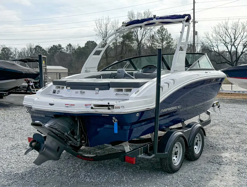 Slide: The Image of 2026 Chaparral 21 SSi boat on trailer, rear view. - 7