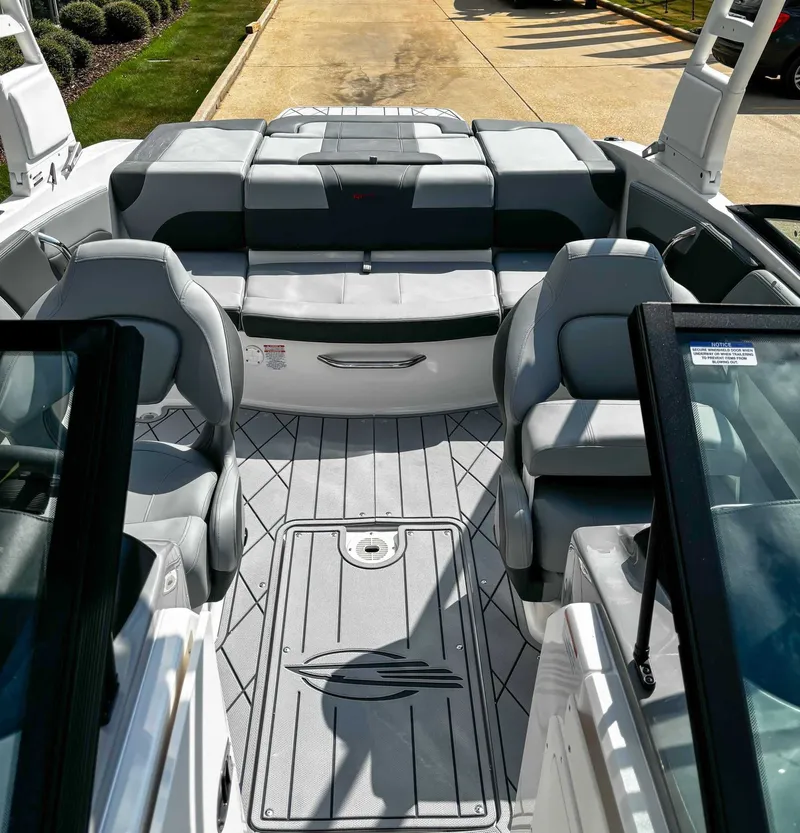Slide: The Image of Interior of 2026 Chaparral GTS 1 boat, gray upholstery. - 22