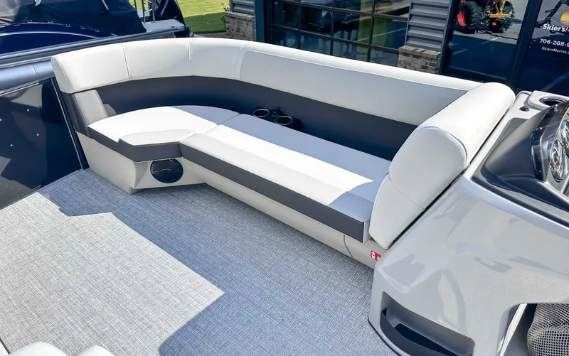 Slide: The Image of Interior of 2026 Harris Cruiser 230 SLDH with gray upholstery. - 15