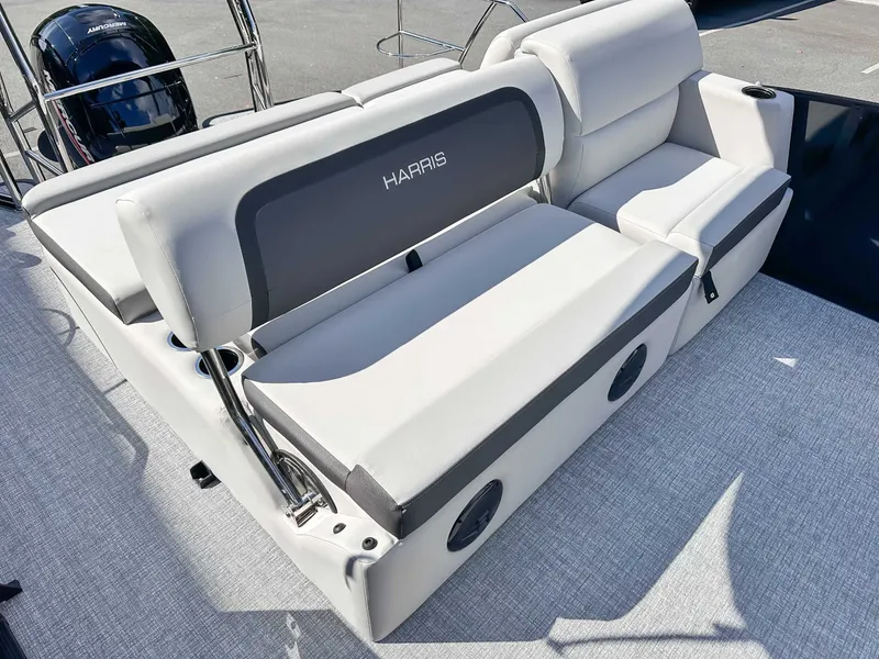 Slide: The Image of Harris Cruiser 230 SLDH 2026, luxurious seating on boat. - 21