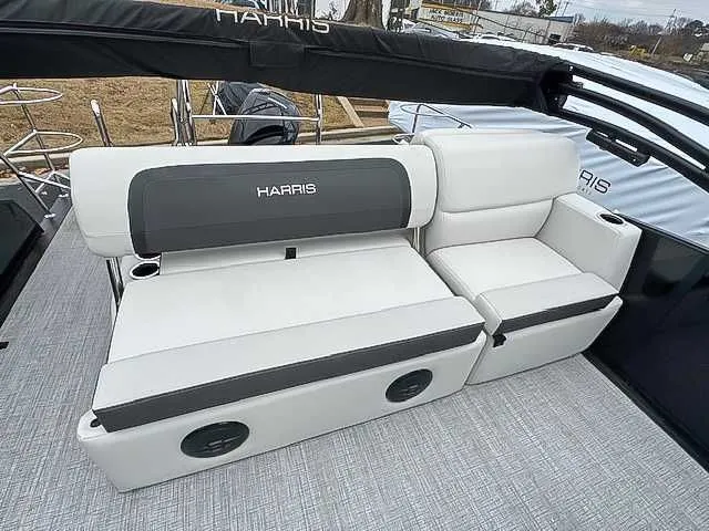Slide: The Image of Luxurious seating in the 2026 Harris Cruiser 230 SLDH. - 13
