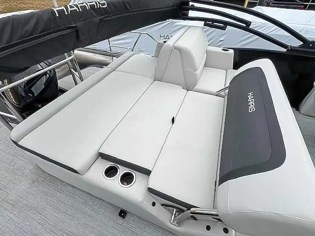 Slide: The Image of Luxurious seating on Harris Cruiser 230 SLDH 2026 pontoon boat. - 16