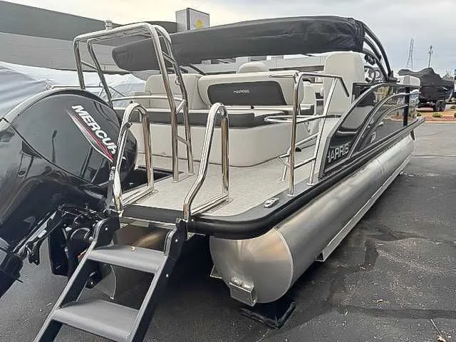 Slide: The Image of Harris Cruiser 230 SLDH 2026 pontoon boat with Mercury engine. - 6