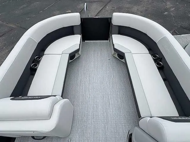 Slide: The Image of Interior of 2026 Harris Cruiser 230 SLDH with sleek seating. - 8