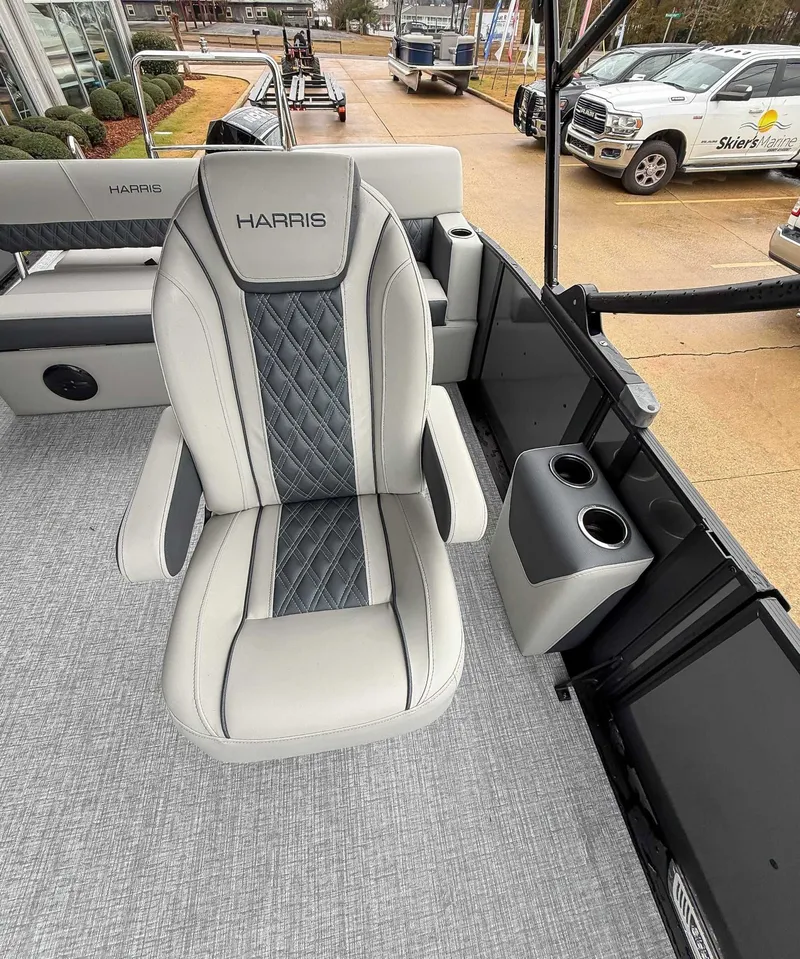 Slide: The Image of Luxurious seating in Harris Cruiser 230 SLDH boat, model year 2026. - 16
