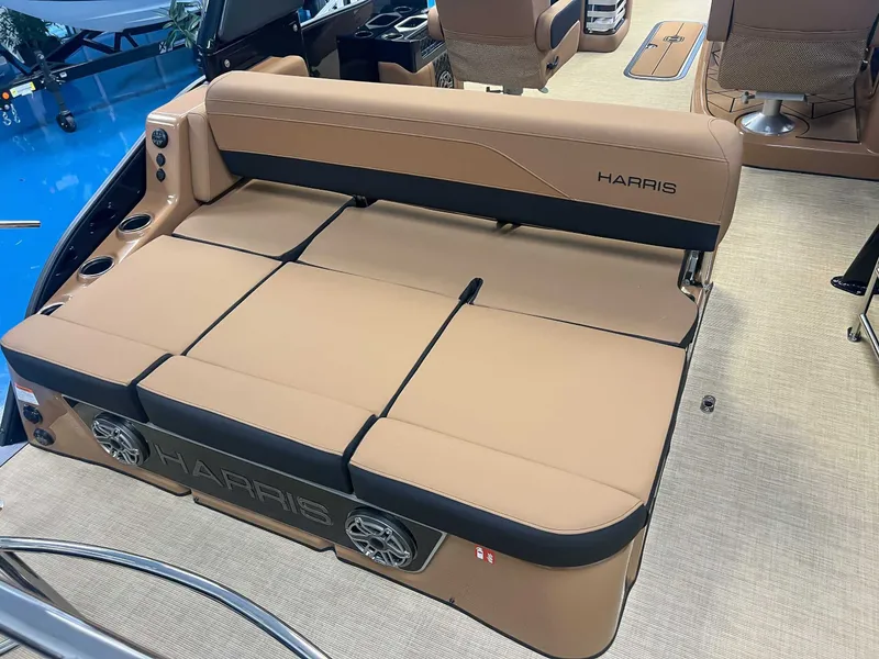 Slide: The Image of Interior of 2026 Harris Grand Mariner 230 SLDH with luxurious seating. - 11