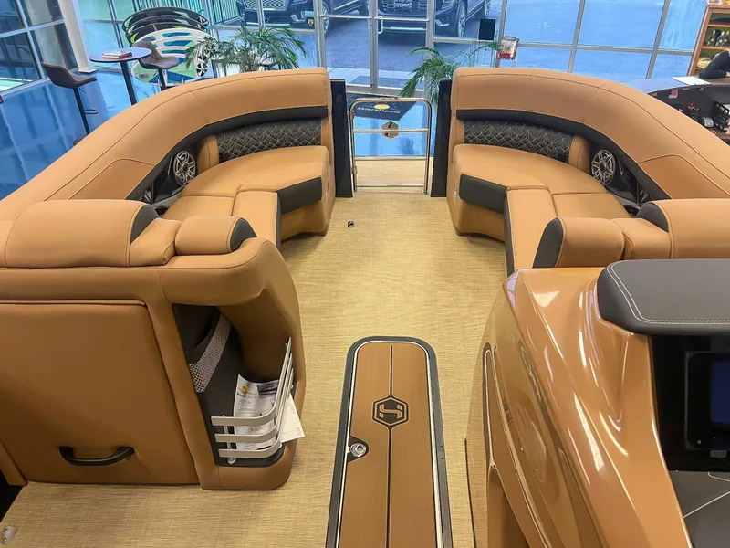 Slide: The Image of Luxurious interior of the 2026 Harris Grand Mariner 230 SLDH. - 12