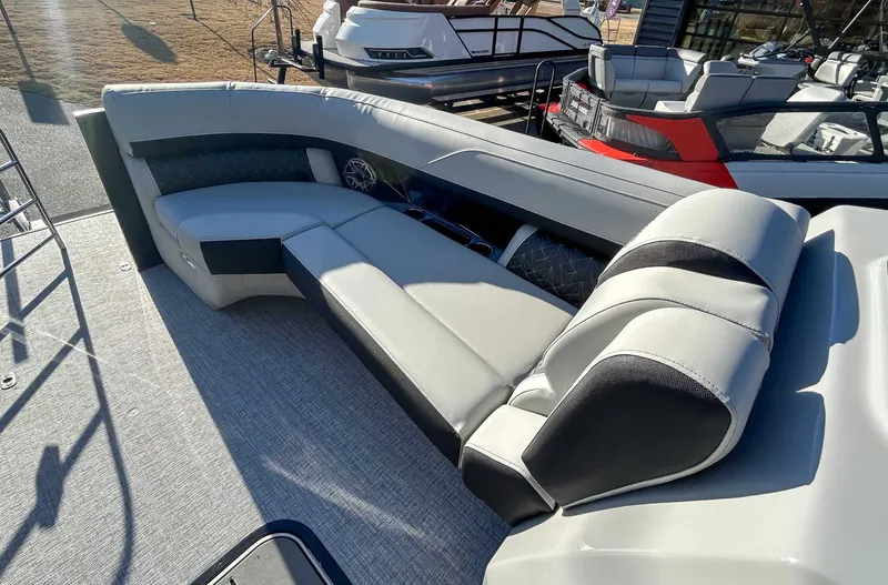 Slide: The Image of Luxurious seating in the 2026 Harris Grand Mariner 230 SLDH pontoon boat. - 14