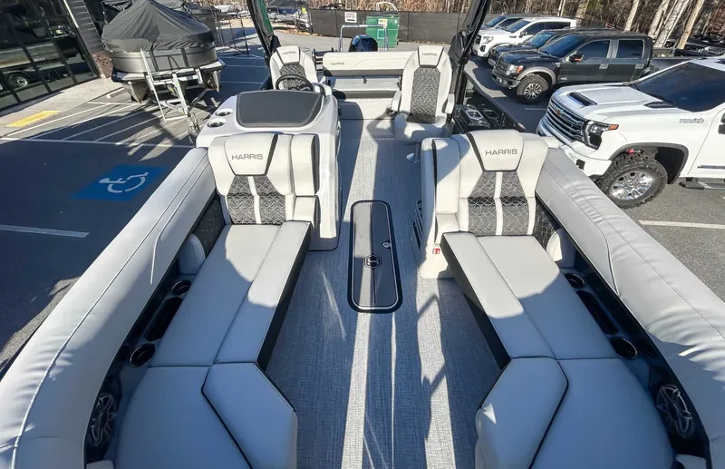 Slide: The Image of Interior of 2026 Harris Grand Mariner 230 SLDH with luxurious seating. - 15