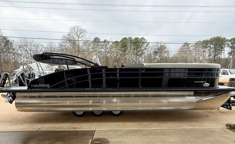 Slide: The Image of 2026 Harris Cruiser 250 SLDH pontoon boat on a trailer. - 5