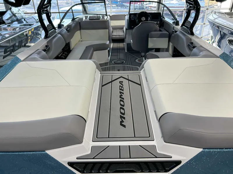 Slide: The Image of Interior of 2025 Moomba Max boat with seating area. - 10