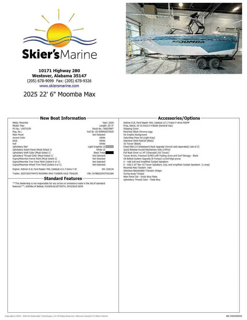 Slide: The Image of 2025 Moomba Max boat at Skier's Marine in Alabama. - 2