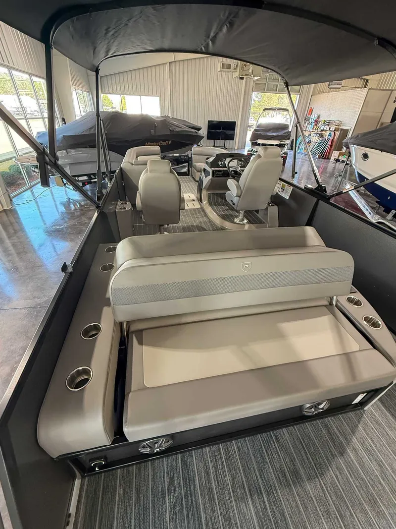 Slide: The Image of Interior view of Premier 250 Sunsation RL pontoon boat, 2025 model. - 10
